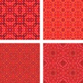 Red seamless mosaic pattern design background set Royalty Free Stock Photo