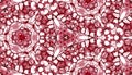 Red seamless pattern. Attractive delicate soap bubbles. Lace hand drawn textile ornament. Kaleidosco
