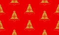Red seamless pattern with golden bells.