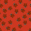 Red seamless pattern with ladybugs. Vector illustration Royalty Free Stock Photo