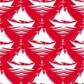 Seamless pattern with sailboats and anchors