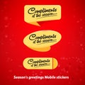 Red season`s greetings Mobile stickers or compliments