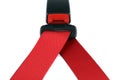 Red seat belt clasped on the lock Royalty Free Stock Photo