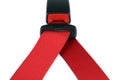 Red seat belt clasped on the lock Royalty Free Stock Photo