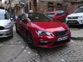 Red Seat Leon FR Facelift at street of Istanbul Balat