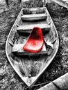 Red seat in old boat Royalty Free Stock Photo