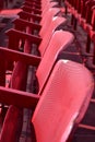 Red seats outdoors