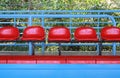 Red seats on the row at the stand Royalty Free Stock Photo