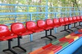 Red seats on the row at the stand Royalty Free Stock Photo