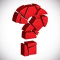 Red sectored 3d question mark on white background