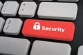 Red security button on the keyboard Royalty Free Stock Photo