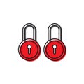 Red security Lock Icon Flat Graphic Design isolated on white Royalty Free Stock Photo