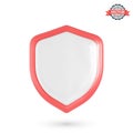 Red security shield icon, realistic 3d vector illustration in cartoon style Royalty Free Stock Photo