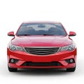 Red sedan car front view studio shot Royalty Free Stock Photo