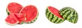Red seedless watermelon half isolated on white background with full depth of field. Royalty Free Stock Photo