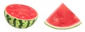 Red seedless watermelon half isolated on white background with full depth of field. Royalty Free Stock Photo