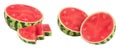 Red seedless watermelon half isolated on white background with full depth of field. Royalty Free Stock Photo