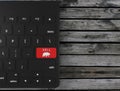 Red sell button with bear icon on computer keyboard,3d render Royalty Free Stock Photo