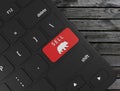 Red sell button with bear icon on computer keyboard,3d render Royalty Free Stock Photo