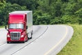 Red Semi Truck on Interstate With Copy Space Royalty Free Stock Photo