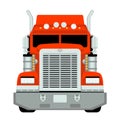 Red semi truck, front view, vector illustration, flat Royalty Free Stock Photo