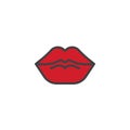 Red sensual lips filled outline icon