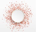 Red sequins background. Paper white bubble for text