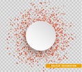Red sequins background. Paper white bubble for text