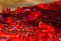 Red sequins pattern. Sparkling sequins background. Red sequin fabric for background. rectangular red shiny fabric Royalty Free Stock Photo