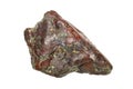 Red serpentinite stone on white background