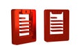 Red Server, Data report icon isolated on transparent background.