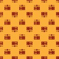 Red Server, Data, Web Hosting icon isolated seamless pattern on brown background. Vector Royalty Free Stock Photo