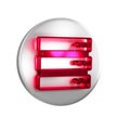 Red Server, Data, Web Hosting icon isolated on transparent background. Silver circle button. Royalty Free Stock Photo