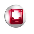 Red Server, Data, Web Hosting icon isolated on transparent background. Silver circle button. Royalty Free Stock Photo