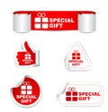 Red set paper stickers special gift with icon