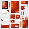 Red set of vector corporate identity template. Modern business stationery mock-up. Royalty Free Stock Photo