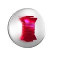 Red Sewing thread on spool icon isolated on transparent background. Yarn spool. Thread bobbin. Silver circle button. Royalty Free Stock Photo