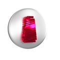 Red Sewing thread on spool icon isolated on transparent background. Yarn spool. Thread bobbin. Silver circle button. Royalty Free Stock Photo