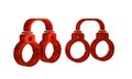 Red Sexy fluffy handcuffs icon isolated on transparent background. Fetish accessory. Sex shop stuff for sadist and