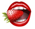 Red sexy lips strawberry Royalty Free Stock Photo