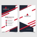 Red shape id, corporate and visit card. Elegant name card templates. Modern creative business card with abstract shapes. Vertical