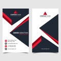 Red shape id, corporate and visit card. Elegant name card templates. Modern creative business card with abstract shapes. Vertical