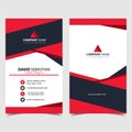 Red shape id, corporate and visit card. Elegant name card templates. Modern creative business card with abstract shapes. Vertical