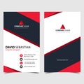 Red shape id, corporate and visit card. Elegant name card templates. Modern creative business card with abstract shapes. Vertical