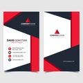 Red shape id, corporate and visit card. Elegant name card templates. Modern creative business card with abstract shapes. Vertical