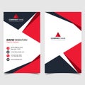 Red shape id, corporate and visit card. Elegant name card templates. Modern creative business card with abstract shapes. Vertical