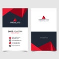 Red shape id, corporate and visit card. Elegant name card templates. Modern creative business card with abstract shapes. Vertical