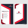 Red shape id, corporate and visit card. Elegant name card templates. Modern creative business card with abstract shapes. Vertical