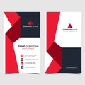 Red shape id, corporate and visit card. Elegant name card templates. Modern creative business card with abstract shapes. Vertical