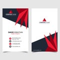 Red shape id, corporate and visit card. Elegant name card templates. Modern creative business card with abstract shapes. Vertical